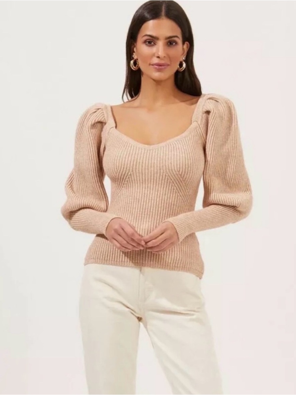 ASTR The Label Esma Puff Sleeve Sweater Small NWT